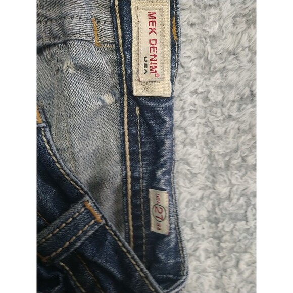 MEK Distressed Denim Bootcut Jeans Size 27 - Picture 9 of 12